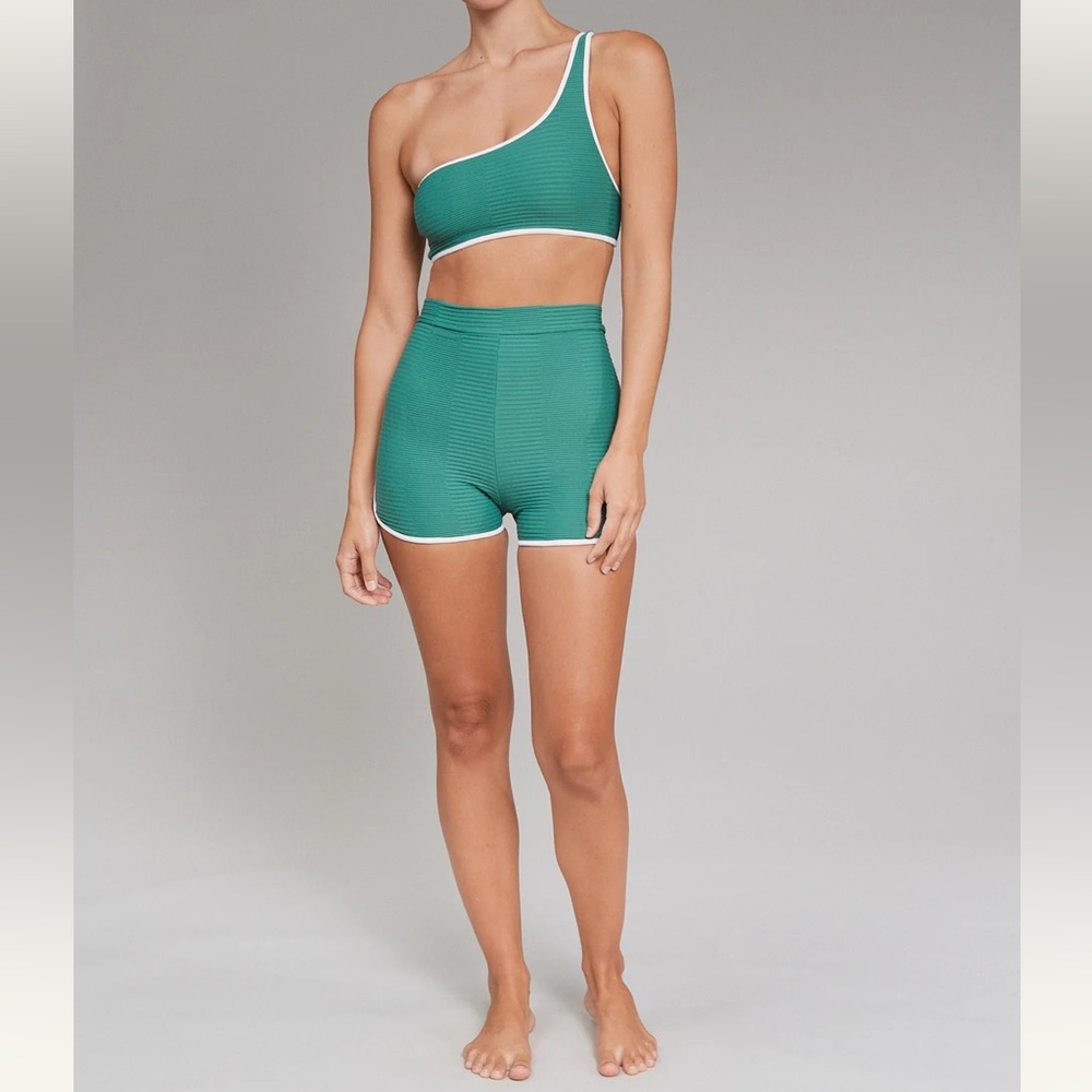 acacia swimwear Olive Green Ribbed Bikini Top & High-Waist Shorts Set - Picture 5 of 11